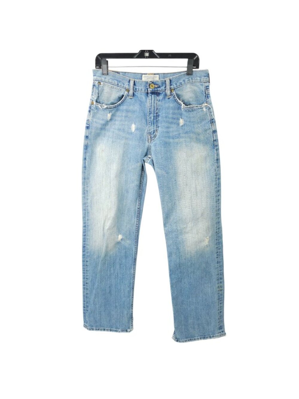 American Eagle Straight Leg Jeans 31x32 (Fit 31x31.5) Distressed Whiskered Frays